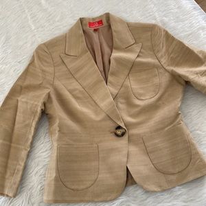 Oscar de la Renta • raw silk neutral blazer sz 8